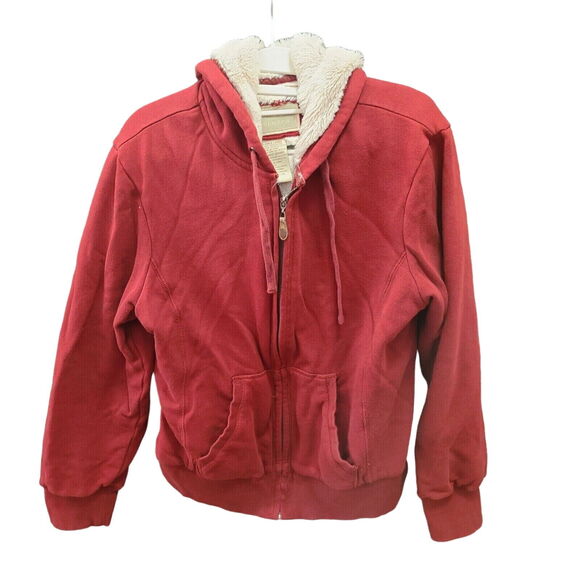 Green Tea Womens Hoodie Red Size Large Cotton Shell Polyester Lining Long Sleeve - Picture 1 of 12